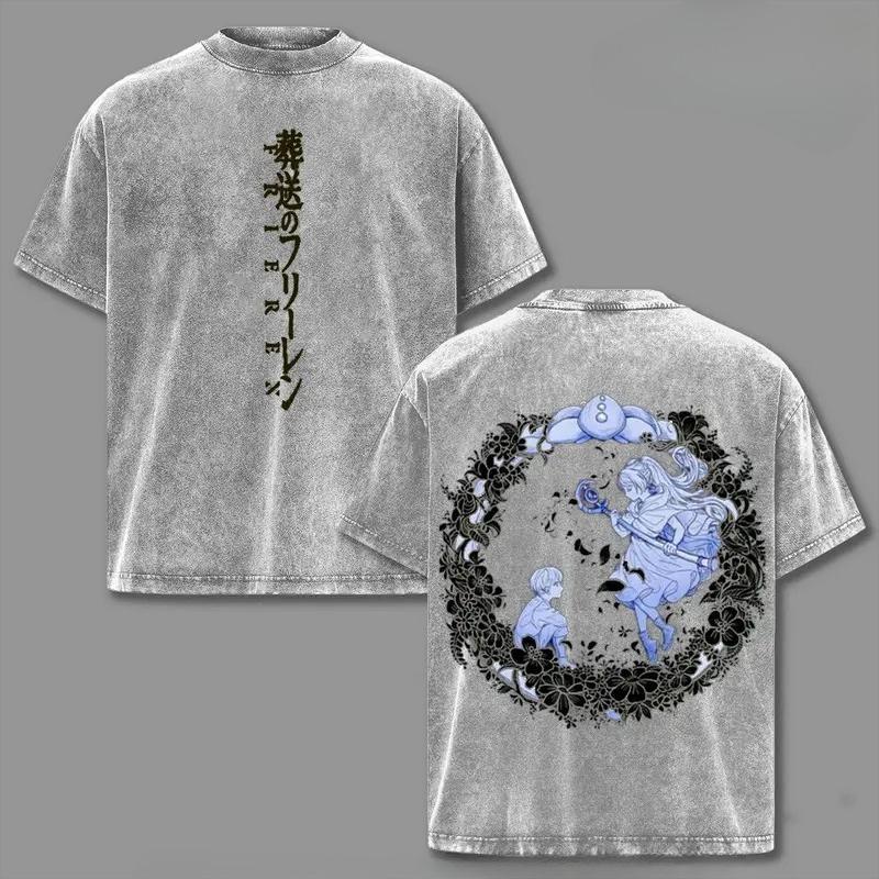 Anime Frieren Beyond Journey's End Himmel Graphic T Shirt Men Women Clothing Couple Tshirt Washed Cotton Tee Harajuku T-shirt