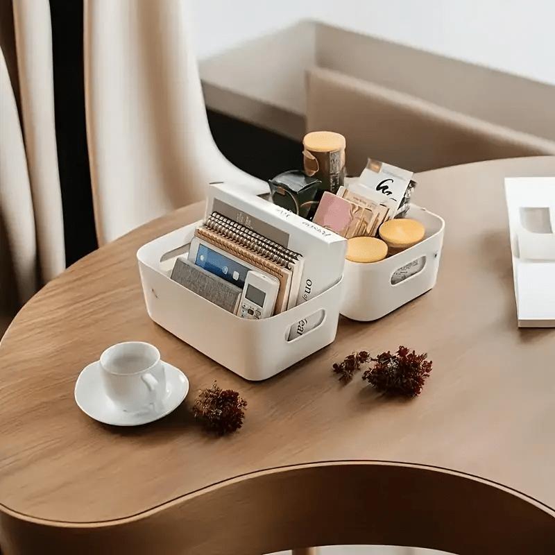 4pcs Stackable Plastic Storage Bins-Durable Rectangular Organizers for Kitchen,Bathroom,Pantry&Closet Organization,Shelf Baskets