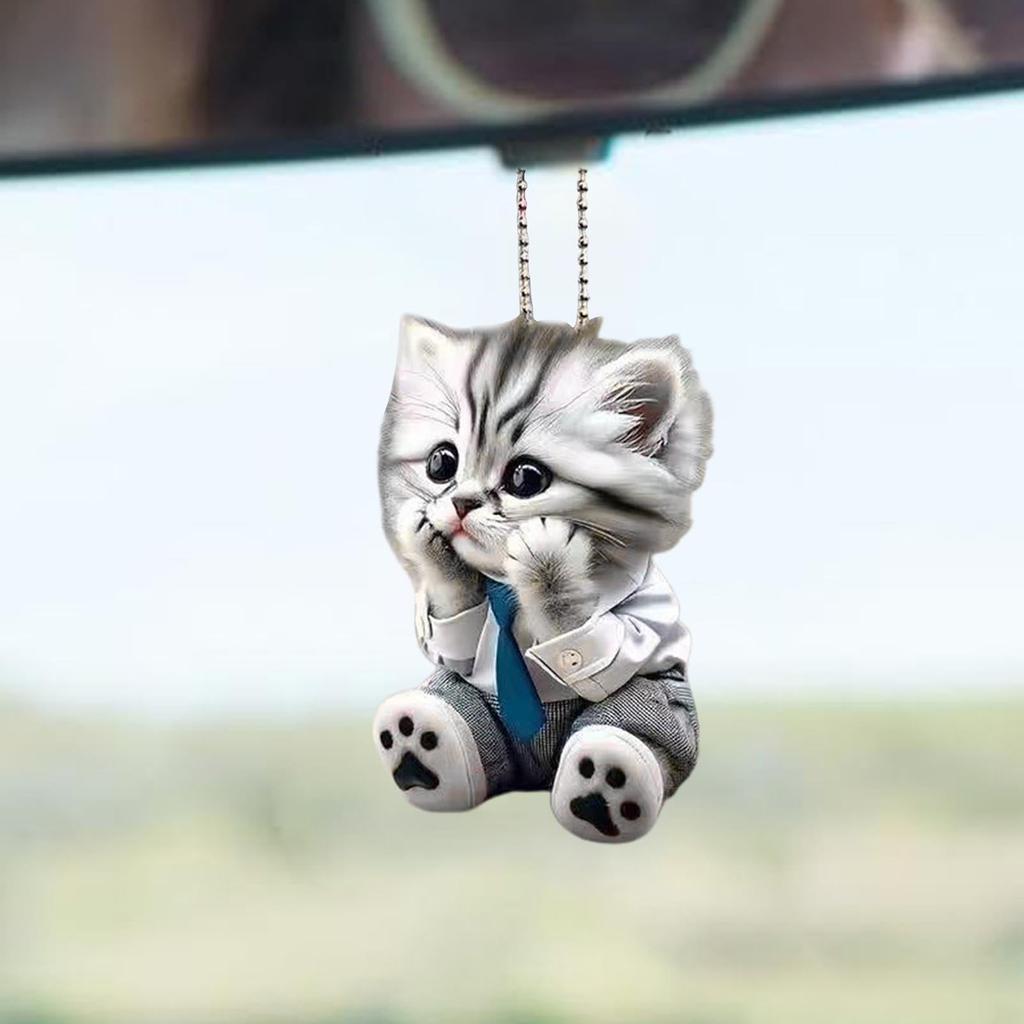 Car Rearview Mirror Lens Decoration, Cute Animal Keychain - Key Chain Charm Luxury Key