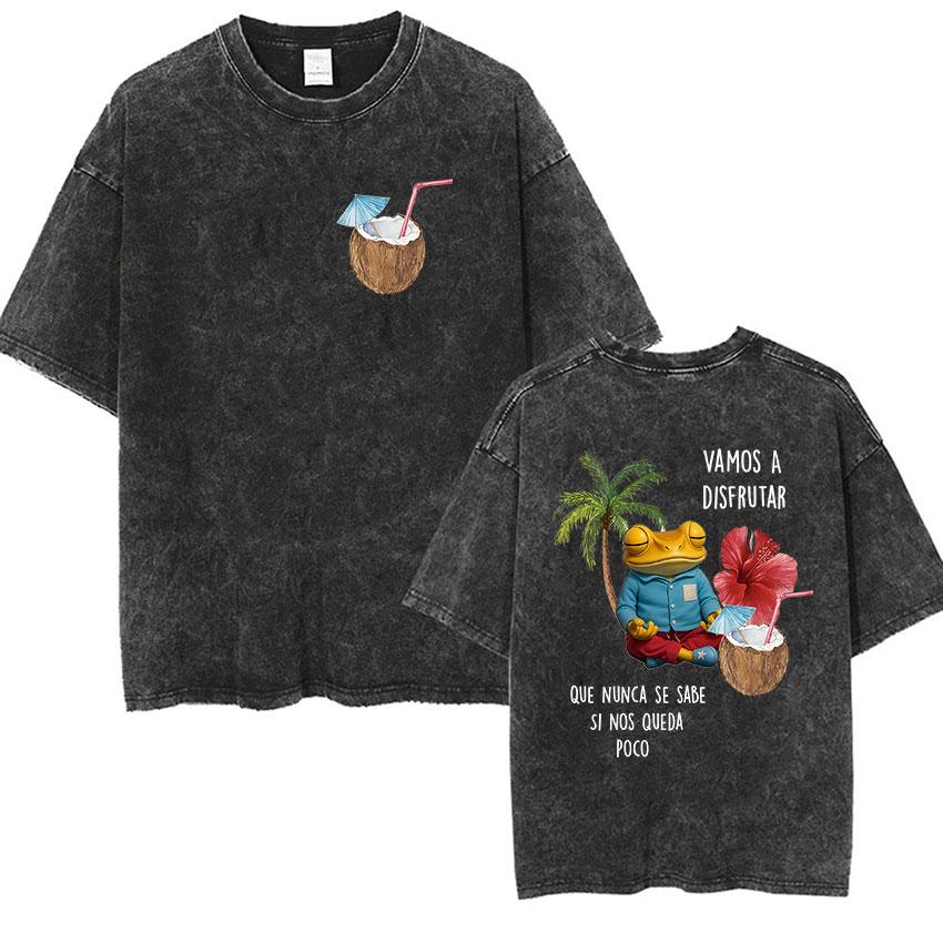 Rolig Debi Tirar Mas Fotos DTMF Vintage Tvättad T-shirt Bad Bunny Album 2026 Merch T-shirts Herr Dam Harajuku Överdimensionerad T-shirt