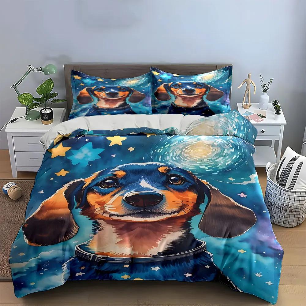"Starry Dog Art Decor Set" Soft Comfortable Duvet Cover Bedding Set Included 1*Duvet Cover & 2*Pillowcases, gift