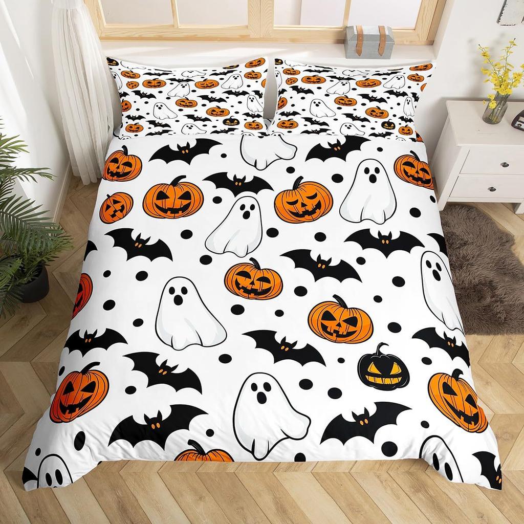 Halloween Duvet Cover Set Pillowcase Ghost Horror Bedding Set,Soft Comfortable Duvet Cover For Bedroom Decoration