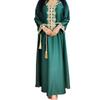 Ramadan Muslim Gold Embroidery Dresses Abayas Dubai Casual Kaftan Robe Ethnic Costumes with Long Sleeve for Womens