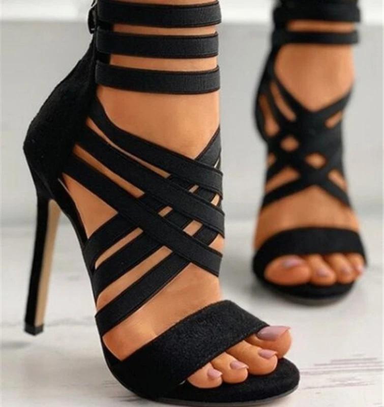 Fashion 2025 New Summer Women's Shoes Sexy Open Toe Gladiator Shoes Women's High Heels Dress Party Wedding High Heels Sandals