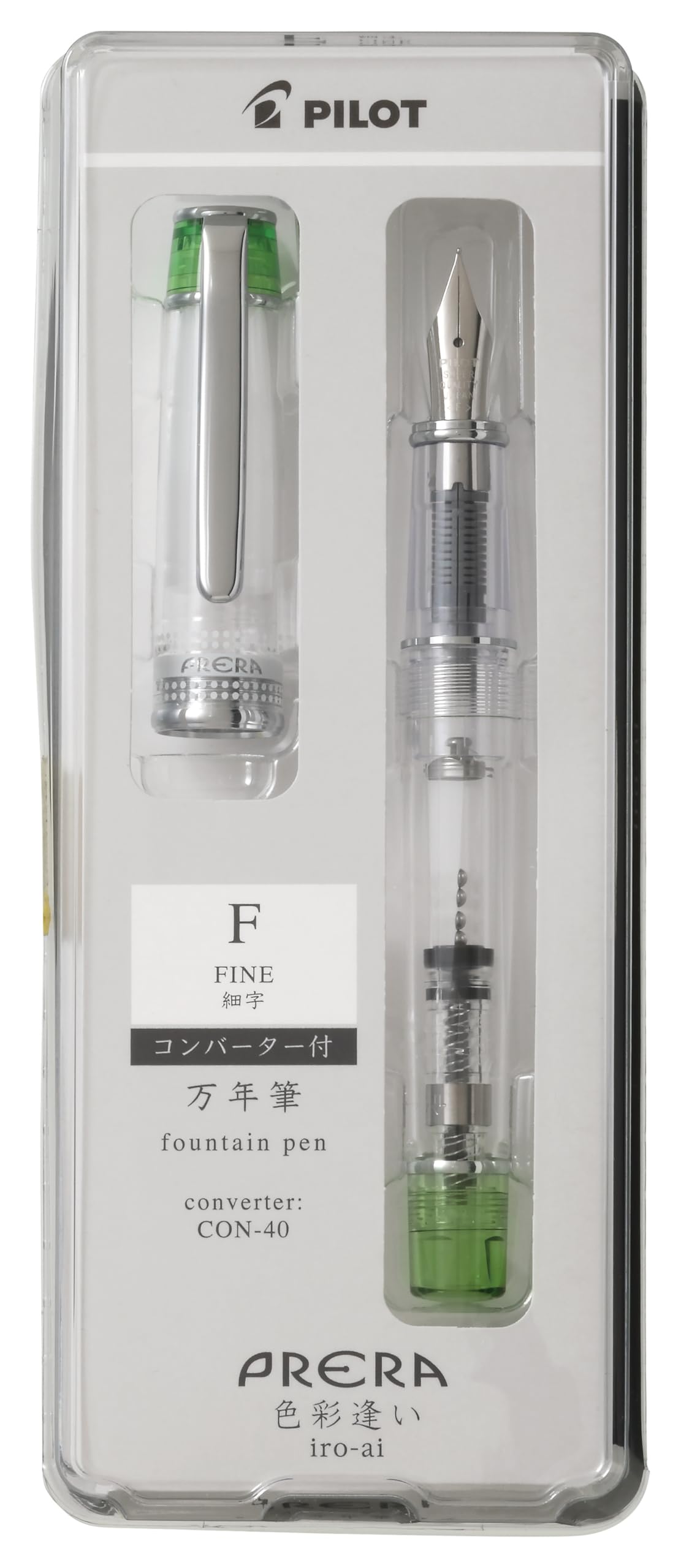 

PILOT Fountain Shikisaiai Fine Transparent Light PFPR1TLGF Pen, Prera, F, Nib, Green,