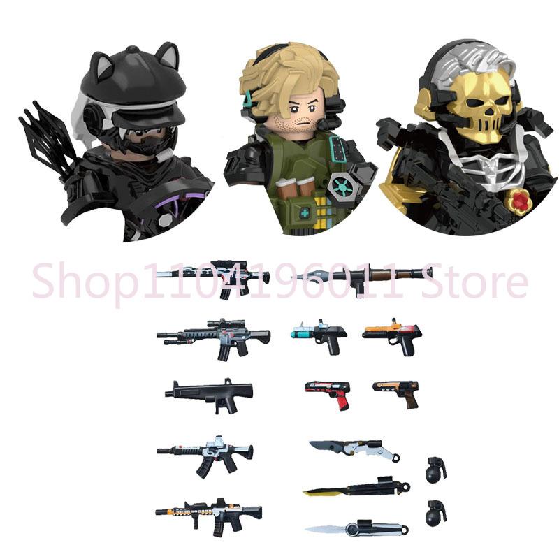 MOC UV Printing Military Building Blocks Accessories Soldier Figures Special Forces Army Sniper Police Bricks Toy Children Gift