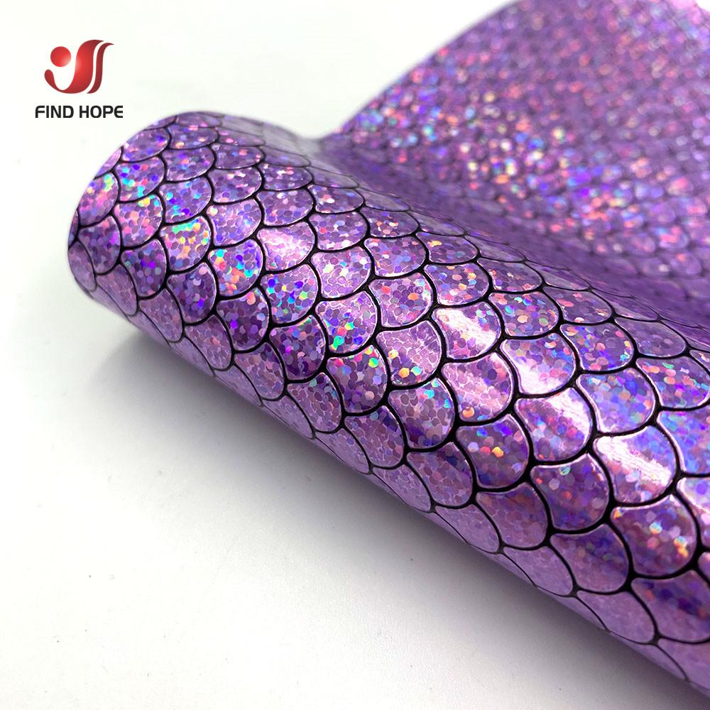 Holographic Iridescent Sparkle Mermaid Scale PU Faux Leatherette Fabric Foil DIY Bow Bags Craft Making Earring Handmade