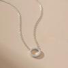 925 Sterling Silver Circle Pendant Necklace for Women Fashion Contracted Choker Necklace Exquisite Sparkling CZ Jewelry