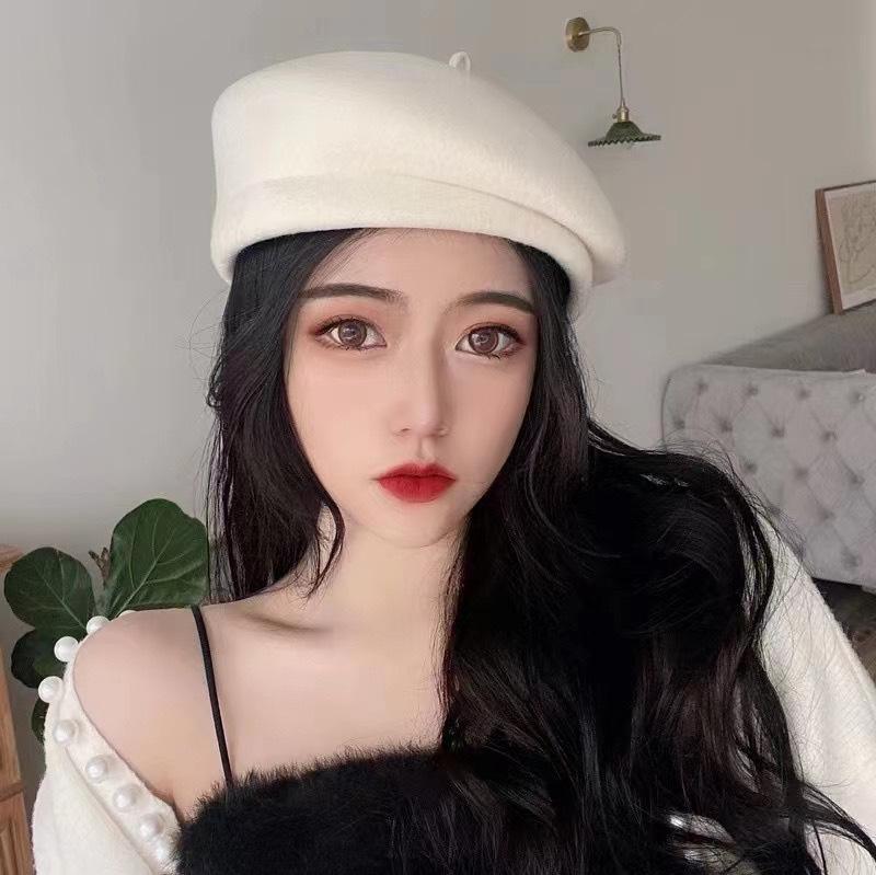 Light luxury autumn and winter European small fragrant style M home wool woolen women's retro beret painter's hat college style fashion felt hat