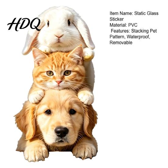 Removable Static Cling Stacking Pet Window Cling Dog Cat Rabbit Decorative Glass