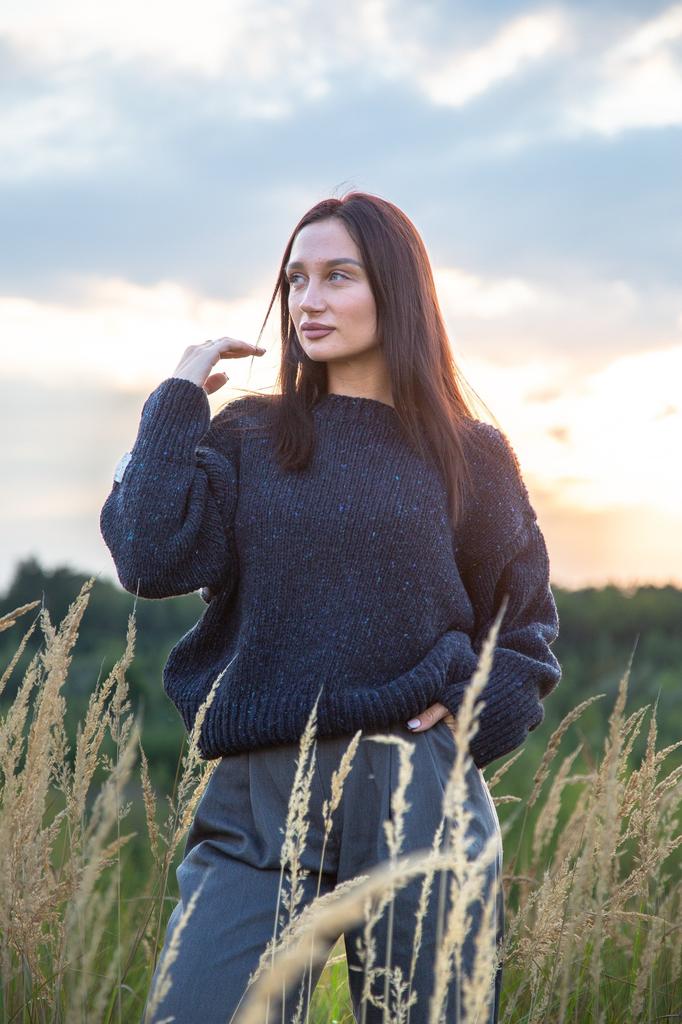 Midnight Sky Wool Sweater Navy Blue /