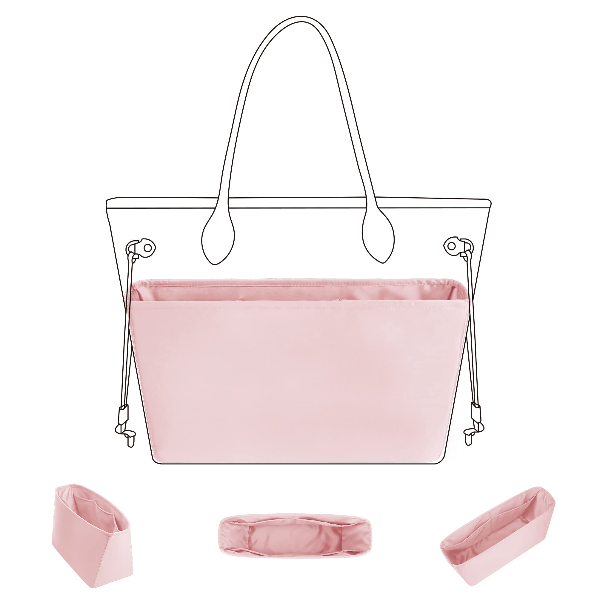 

DGAZ Bag Inner Bag Soft Luxury Silk Applicable to Bags Bag-in-Bag Neverfull- (Pink, GM) рожевий