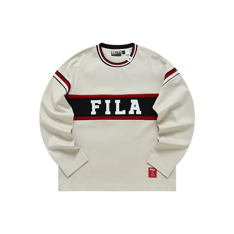 FILA X MIHARA YASUHIRO Collaboration American Retro Color Block Striped Letter Print Sports Casual Crew Neck Long Sleeve T-Shirt F11M213206F-BG