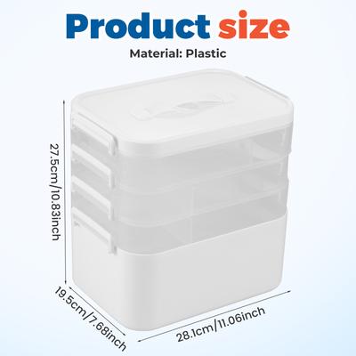 3/4 Layers Storage Box With Removable Tray and Handle Craft Organizer and Storage Plastic Clear Storage Container for Organizing