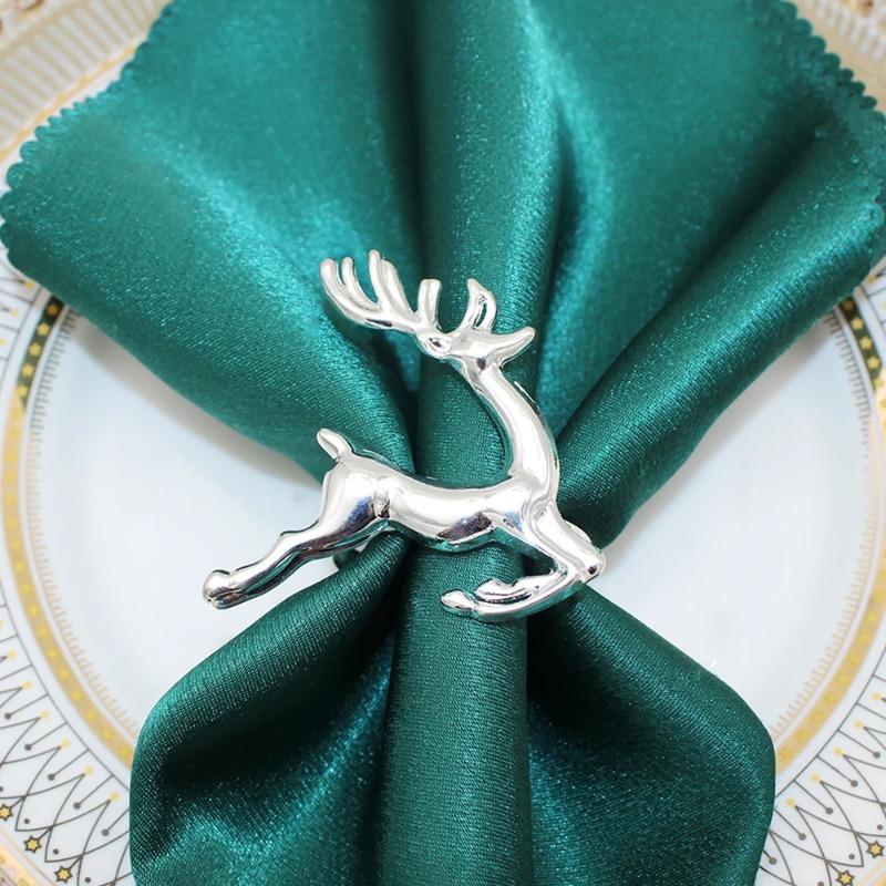 4Pcs Deer Napkin Rings Christmas Napkin Ring Holders Reindeer Napkin Buckle for Holiday Table Decoration