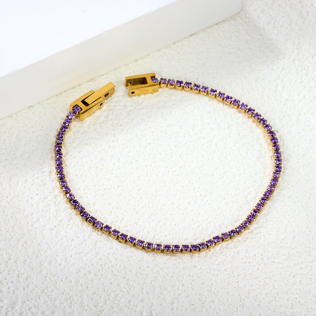 Fashion temperament zircon bracelet elegant light luxury versatile round colored diamond tennis bracelet jewelry women