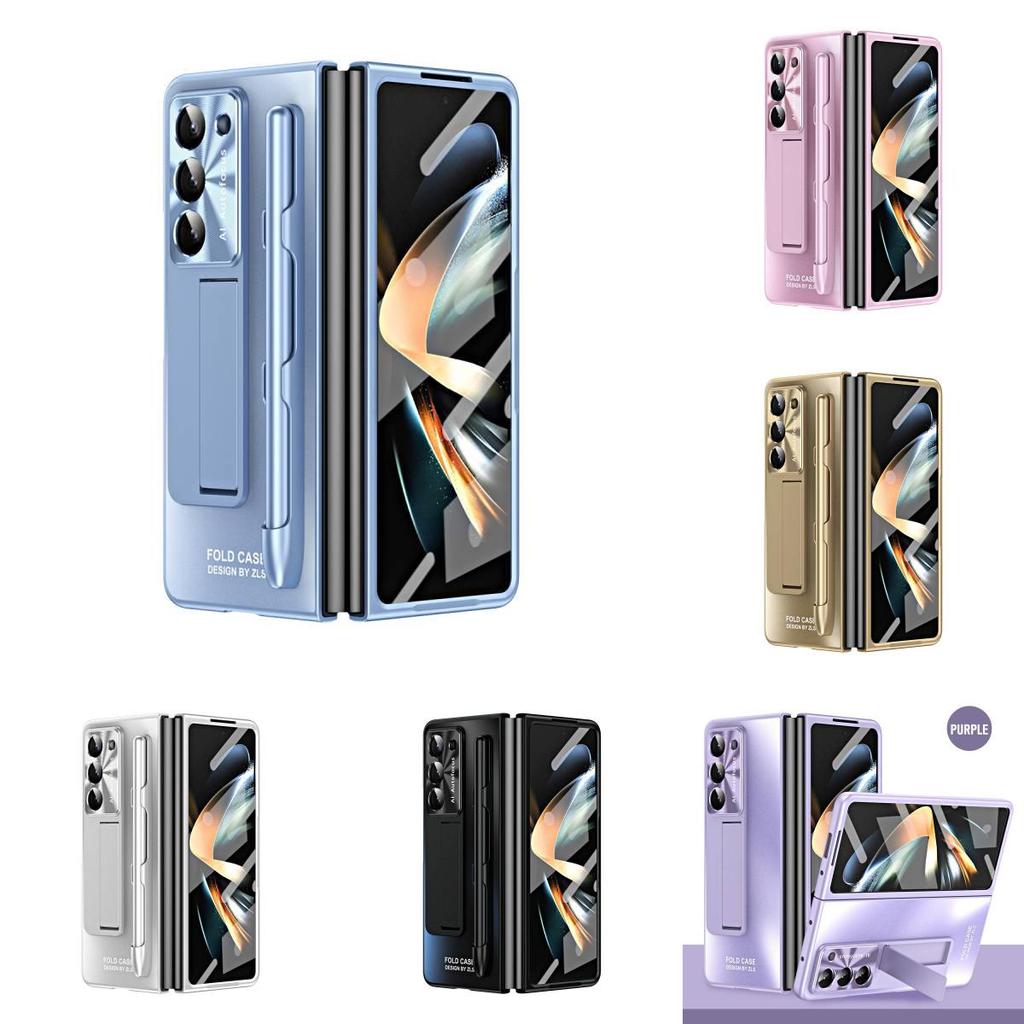 For Samsung Galaxy Z Fold 5 Trendy Pc Case With Stand And Pen Clip For Fashionforward And Practical Use