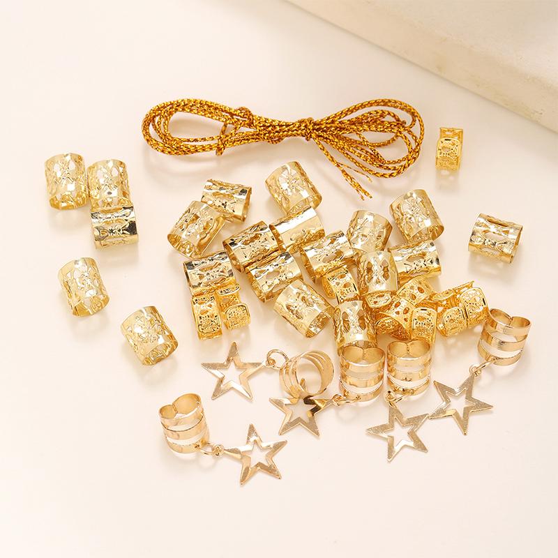 1Set Dreadlock Hair Rings Hair Jewelry Cuffs Clip Hair Braids Dirty Braids Bead Hippie Hairpin Accessories Headwear For Women