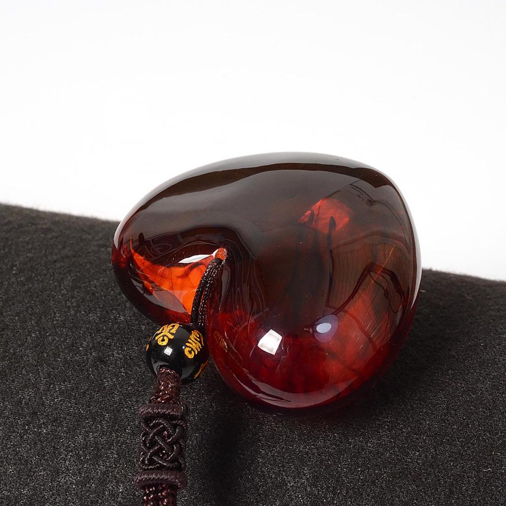 Ethnic Style Heart Sweater Chain Necklace with Gold Amber & Peach Butt Charms