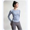 Women's Yoga Fitness Clothing Long Sleeve round Neck Tight Top Quick Dry Running Sportswear Pilates Training Gym Suit