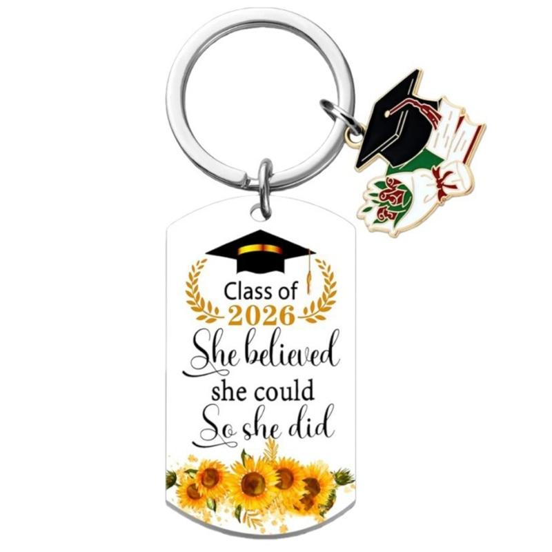 Stainless Steel Graduation Cap Keychain Bag Decoration For 2026 Commencement Academic Keepsake Graduation Gift