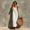Women’s Sleeveless Maxi Dress with Square Neck and Adjustable Spaghetti Straps Casual Loose Fit Long Sundress for Summer