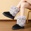 Cross new leopard print long-haired high boots winter women's thick-soled non-slip warm cotton slippers foreign trade wholesale home cotton shoes