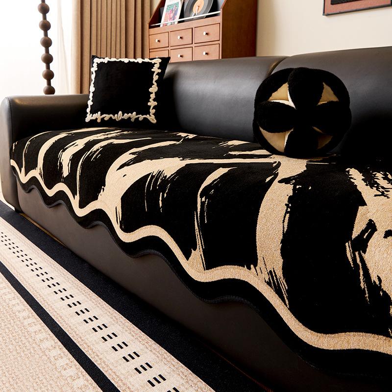 

2025 new special-shaped sofa cushion, universal in all seasons, light luxury, high-end sense, straight row fixed non-slip leather sofa seat cushion 90*70cm