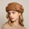 National Style Silk Hemp Pearl Flower Beret Children Autumn and Winter Australian Wool Felt Hat Heavy Industry Double Mode Mesh Top Hat