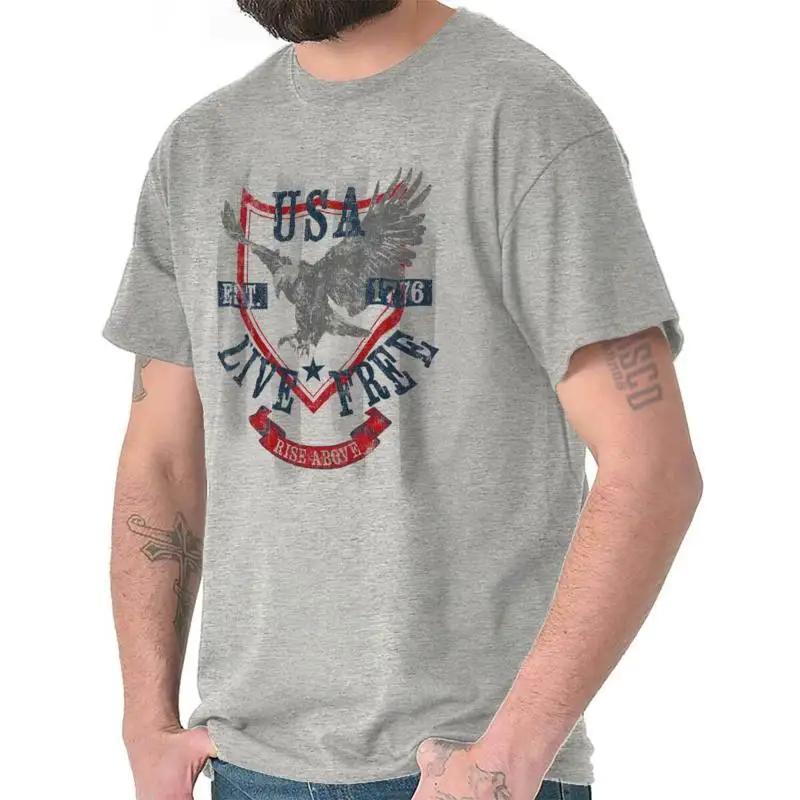 USA Live Free Rise Above Eagle American Gift Adult Short Sleeve Crewneck Tee