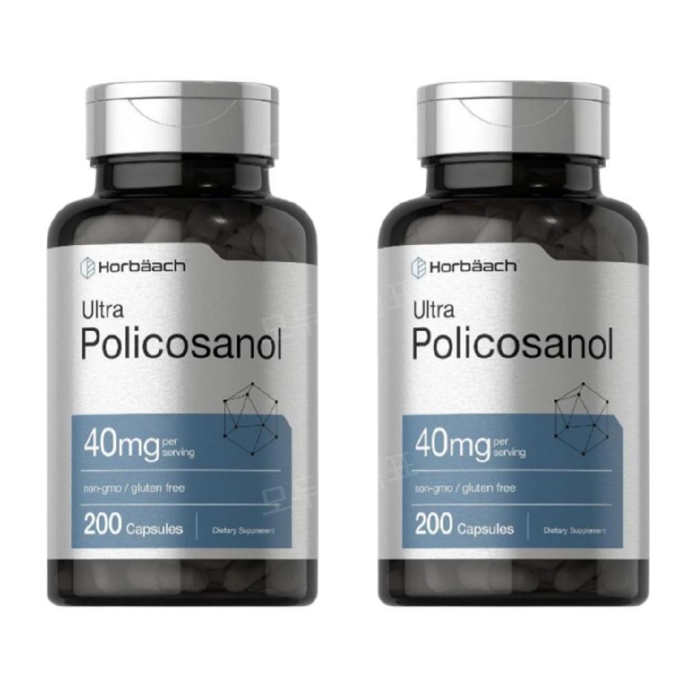 Hobach Policosanol Octacosanol Hexacosanol 40mg 200 Capsules 2 pcs 200-day supply