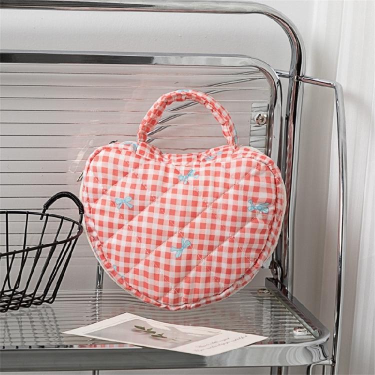 Florals Heart Makeup Organizers Quilted Water Resistant Cosmetic Bag for Travel Portable Toiletry Storage Women Use