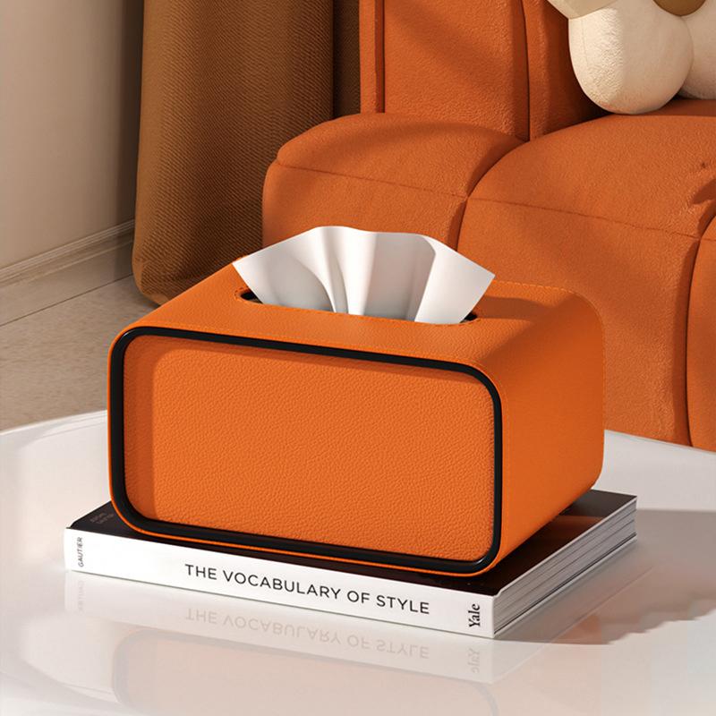 

Leather Tissue Box Oval Napkin Holder Faux Leather Home Decoration for Living Room Bedroom Luxury Desktop Organizer Storage Box