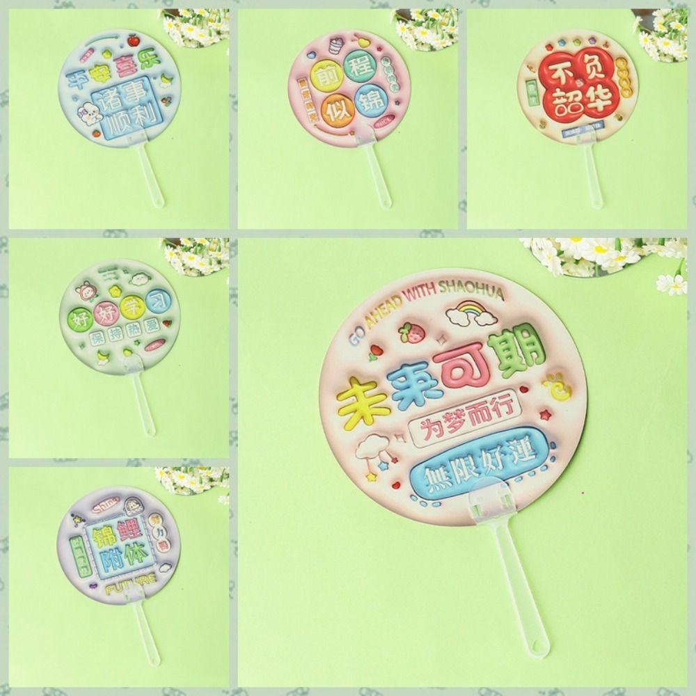 

Inspirational Writing Hand Fan Plastic Portable Cool Fan Cute Hand Cranked Fan Summer style F
