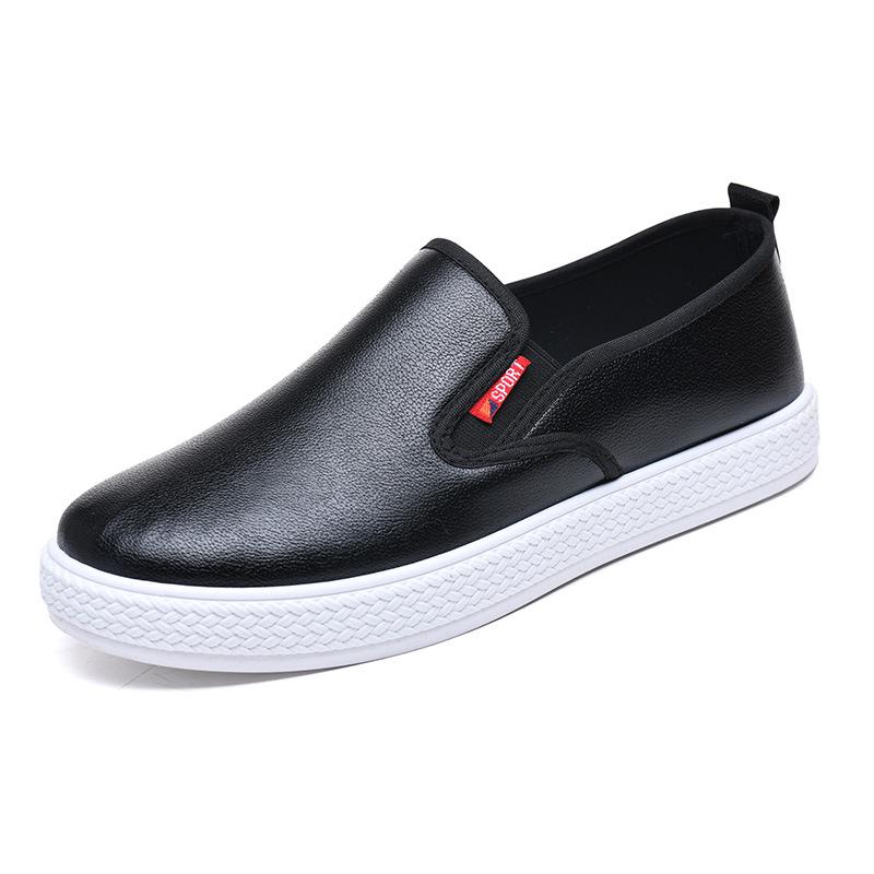 Men s Waterproof Non-Slip Leather Loafers - 2025 Spring Collection Size 43 чёрный