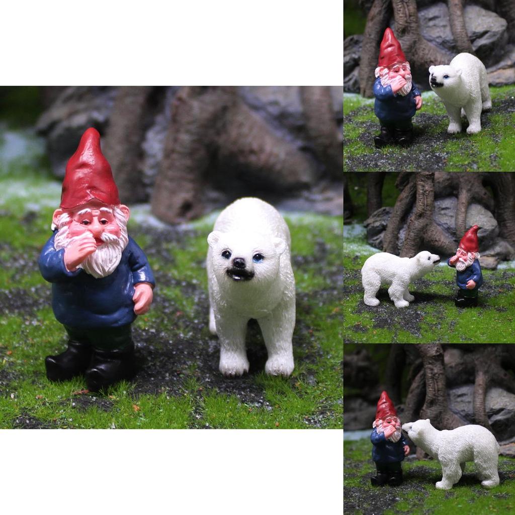 Dwarf And Arctic Bear Garden Micro Landscape Resin Decor With Creative Elements For Festive Events