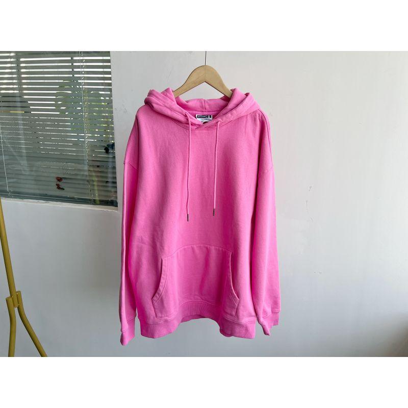

Q2-67 Hood Pullover Hoodie Basic Versatile Solid Korean Series Idle Style Long sleeve Outerwear Top J25-4 Pink M