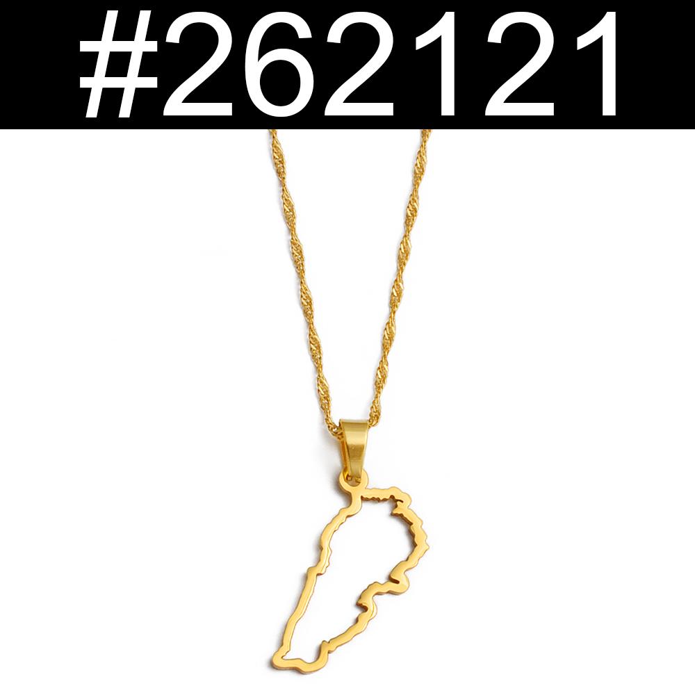 Anniyo Outline Liban Map Pendant Necklaces Jewelry Lebanon Map Chain Necklaces #262121 60cm or 23.7 Inches