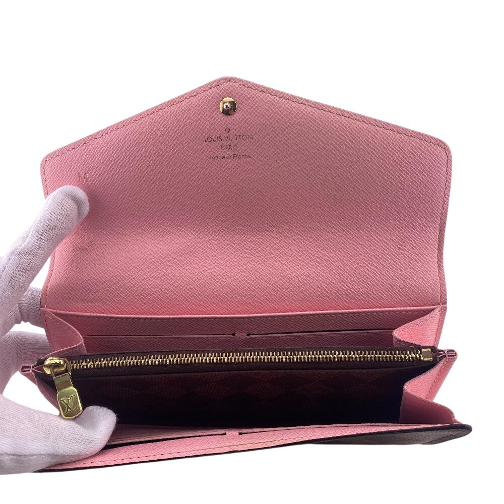 LOUIS VUITTON N60476 Damier Ebene leather Portefeuille Sara Purse Brown leather Used