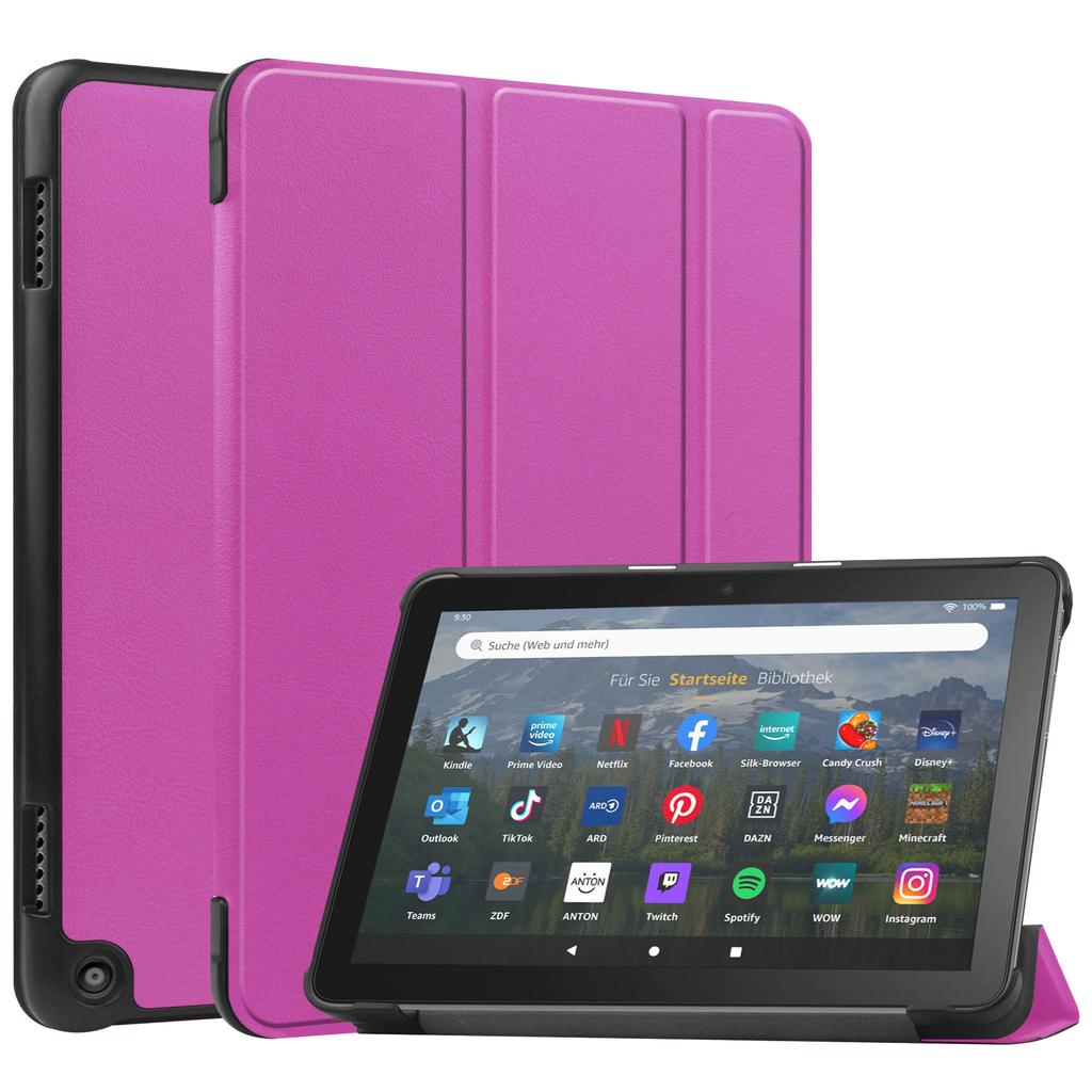Trifold PU Leather Tablet Cover Protective Case with Automatic Sleep for New Fire HD 8 12th Generation 2022 Release Simple Style