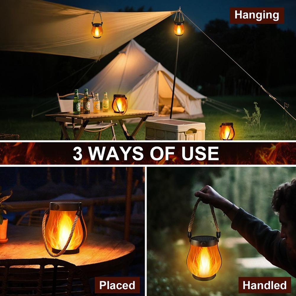 Solar Powered Garden Lantern Flickering Camping Light IP65 Waterproof Garden Lights for Walls Patios Pathways and Backyard Decor