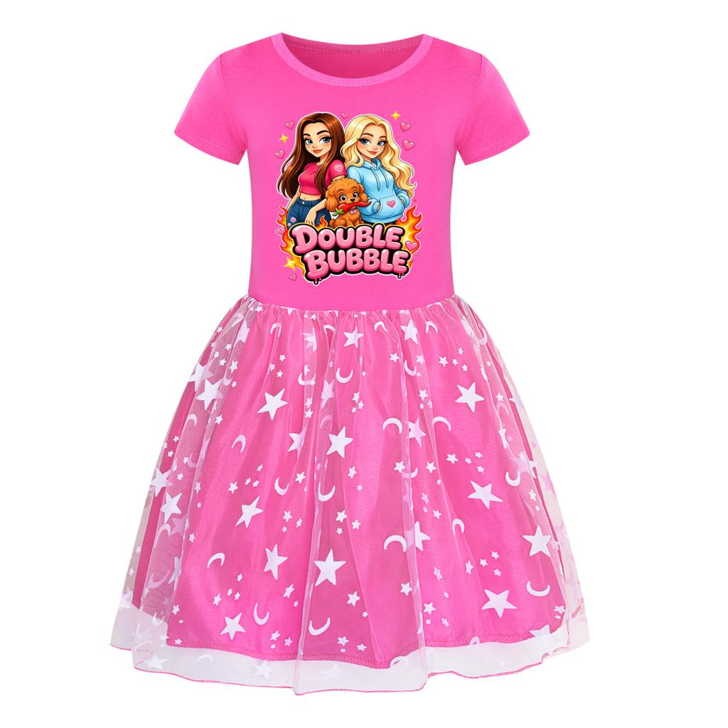 Girls Printed Star Skirt Rainbow Lace Dress 5902