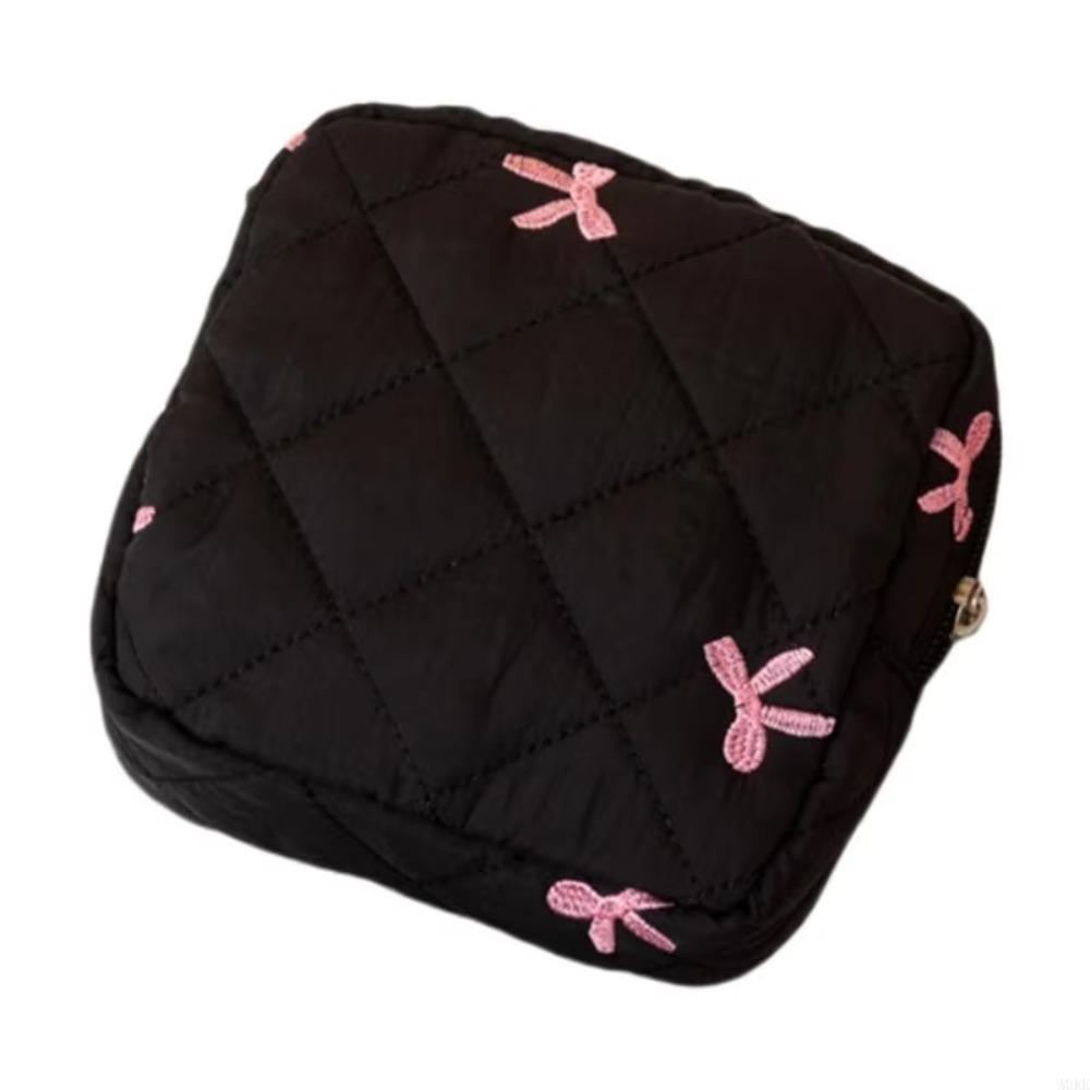 Cute Bow Design Sanitary Napkins Bag Zipper Closure Multipurpose Storage Bag Compact & Portable Tampon Holder Case