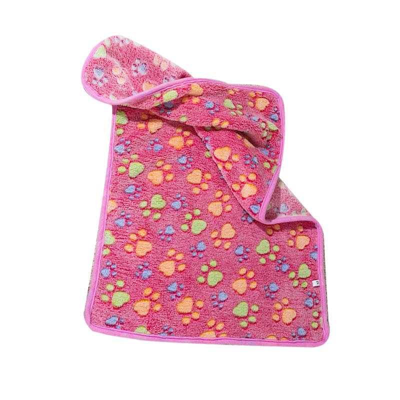 Dog Blanket Cute Claw Prints On Pink Thermal Soft Fiber Comfortable Cat Sleep Blanket for House