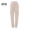 Women Cargo Pants Elastic Waist Solid Color Loose Ankle Length Multi Pockets Casual Soft Breathable Lady Sports Long Trousers
