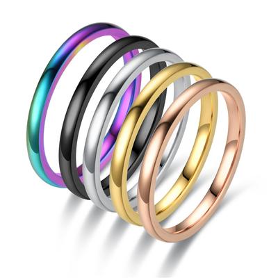 5 Stück feiner leichter Plattenring aus Titanstahl, schlichter Edelstahlschmuck, Paar-Fingerring aus Titanstahl