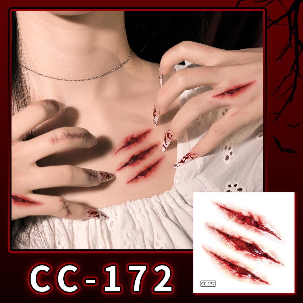 Nuovi Tatuaggi Impermeabili di Halloween Horror Cicatrice Faccia - Adesivi Trucco Opachi per Feste Festival