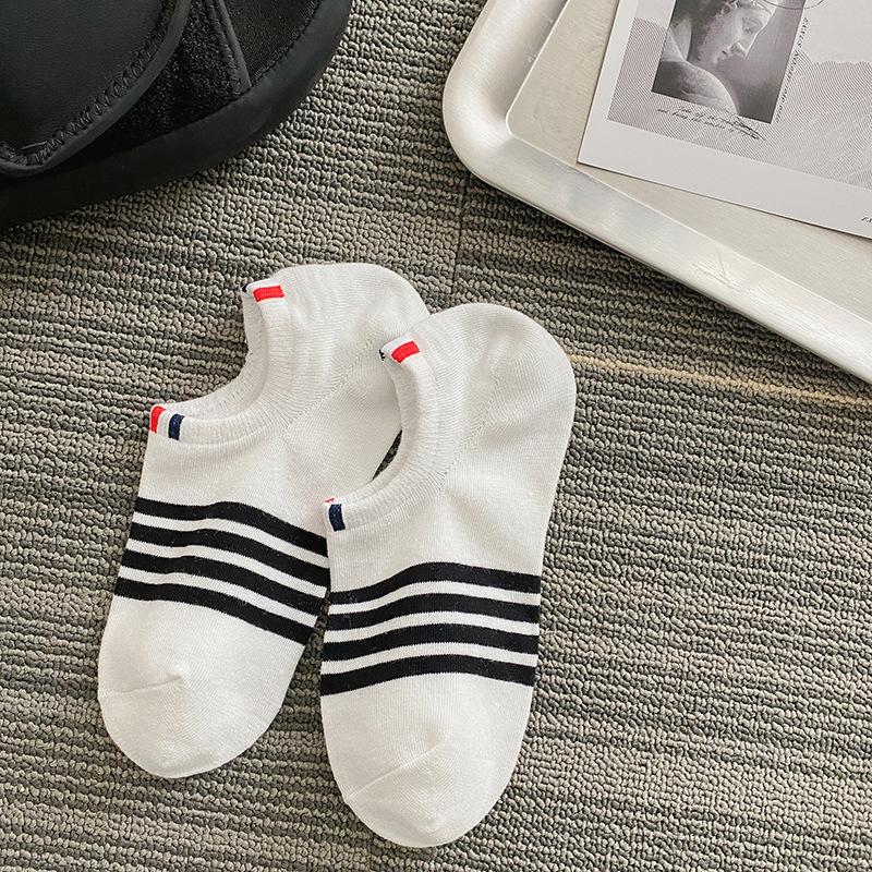 Tide Brand Tb Four Bars Summer Thin Cotton Sports Socks Striped Light Mouth Socks Low Top Breathable Invisible Boat Socks