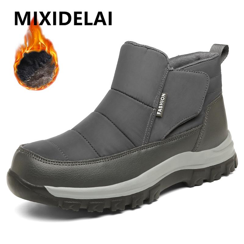 New Warm Plush Men's Snow Boots High Top Men's Boots Non-Slip Outdoor Winter Boots Waterproof Men's Ankle Boots Winter Sneakers