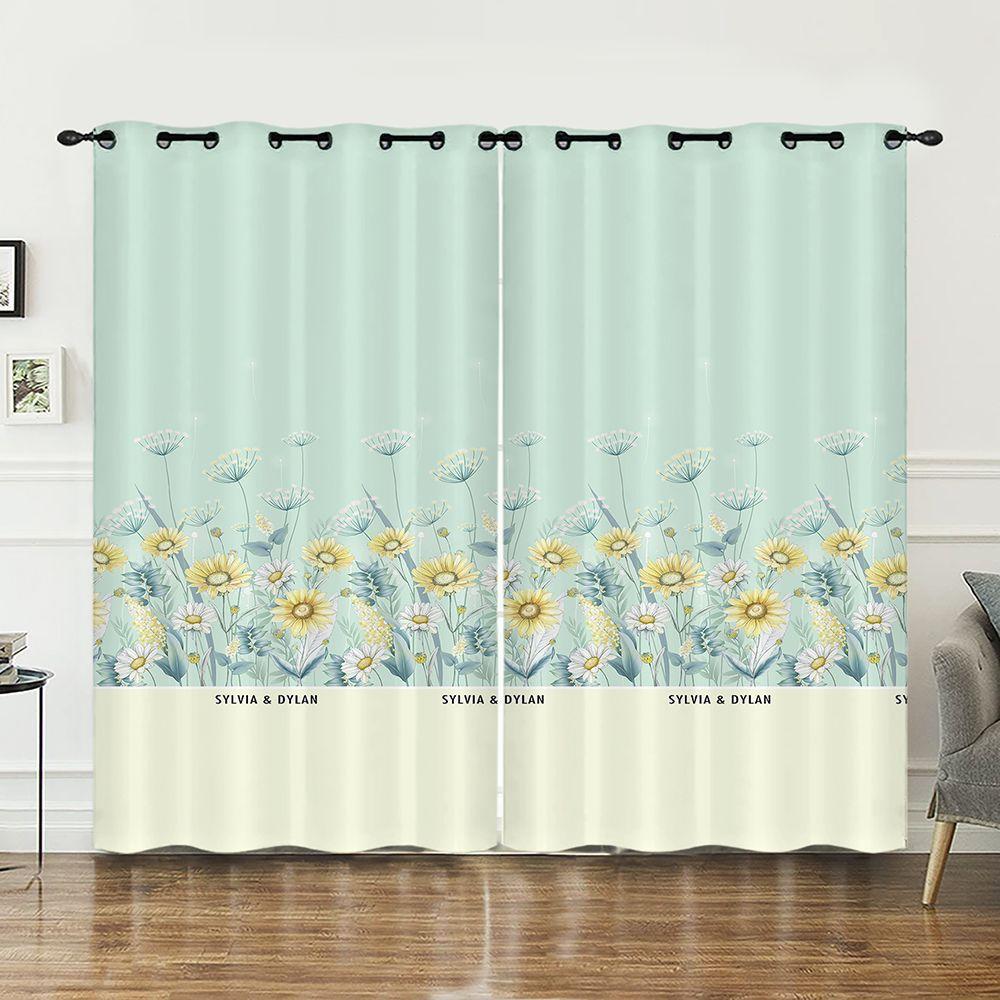 Curtains Sunflower Plant Bedroom Curtains Digital Printing Blackout Curtains No Punching